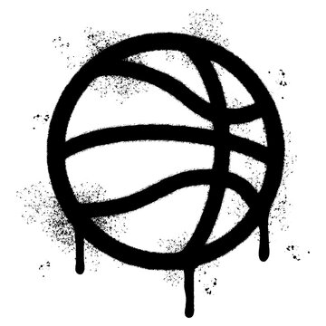 Spray Painted Graffiti Basketball icon Sprayed isolated with a white background.