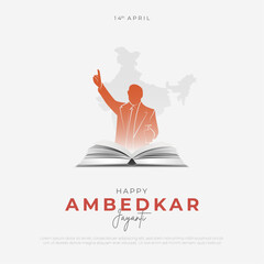 Ambedkar Jayanti Post and Greeting Card. Happy Dr. Bhimrao Ambedkar Jayanti Flyer Template Vector Illustration