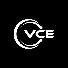 VCE letter logo design with black background in illustrator, cube logo, vector logo, modern alphabet font overlap style. calligraphy designs for logo, Poster, Invitation, etc.