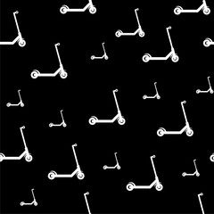 Electric scooter icon isolated seamless pattern on black background © sljubisa