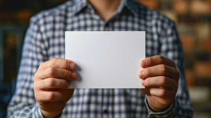 Man holding blank paper with copy space for your text, closeup