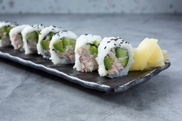 A view of a California roll.