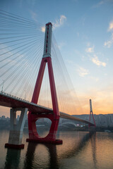 The Yangtze River Bridge in Wanzhou District, Chongqing, China is very magnificent