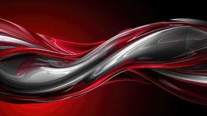 The abstract picture of the two colours of red and silver colours that has been created form of the waving shiny smooth satin fabric that curved and bend around this beauty abstract picture. AIGX01. - obrazy, fototapety, plakaty