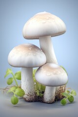 Close up mushroom on coloured background.