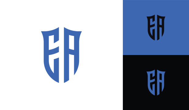 Emblem letter EA initial shield soccer football esport logo design