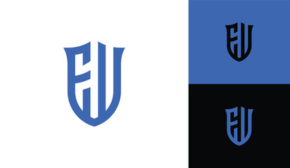 Emblem letter EW initial shield soccer football esport logo design © Pirage Design