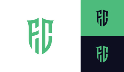 Emblem letter FC initial shield soccer football esport logo design
