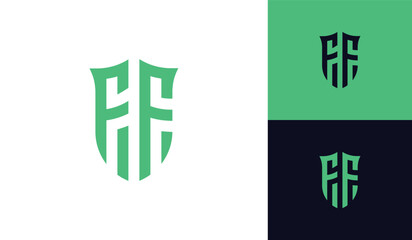 Emblem letter FF initial shield soccer football esport logo design