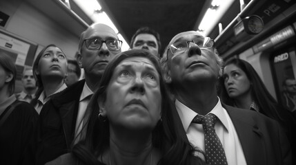 Unidentified people in subway train
