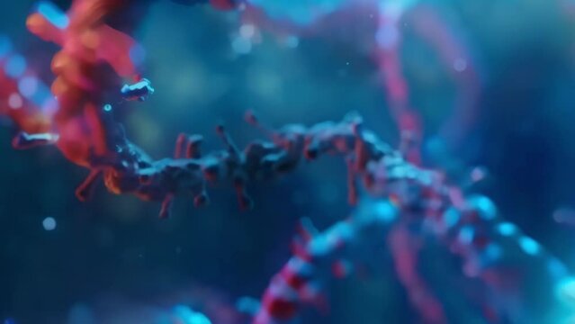 Protruding from a tangled mesh of nucleotide strands a lone tRNA molecule stands out with its unique anticodon sequence ready to decode . AI generation.