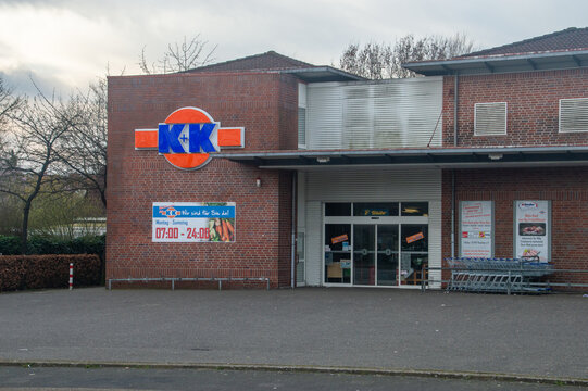 Gronau, Germany - March 10, 2024: K plus K, Klaas and Kock supermarket.