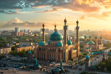The Bustling Urban Vibrancy and Architectural Splendour of a Kazakhstan City