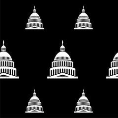 United States Capitol Congress icon isolated seamless pattern on black background