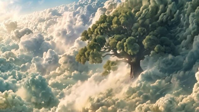 video of a tree in the clouds