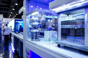 Trade show showcasing clean room technology for medical facilities - obrazy, fototapety, plakaty