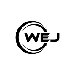 WEJ letter logo design with white background in illustrator, cube logo, vector logo, modern alphabet font overlap style. calligraphy designs for logo, Poster, Invitation, etc. - obrazy, fototapety, plakaty