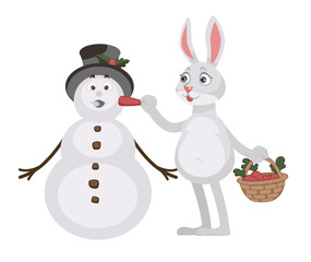Rabbit character sculpting snowman xmas holiday