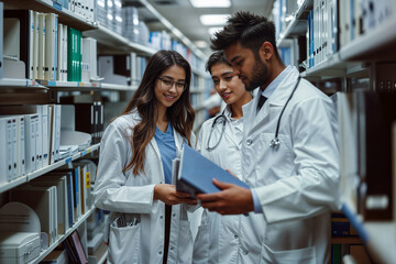 Students pursuing careers in the medical field study with mentors in university laboratories and libraries
