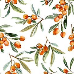 seamless pattern with rowan berries