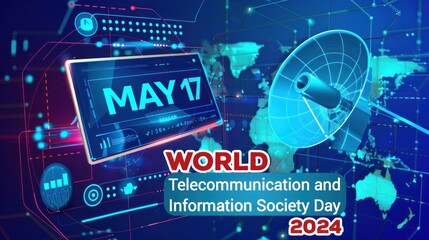 World Telecommunication and Information Society Day - Aesthetic Poster for Information Technology Celebration Greeting Cards 2024