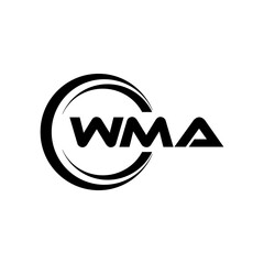 WMA letter logo design with white background in illustrator, cube logo, vector logo, modern alphabet font overlap style. calligraphy designs for logo, Poster, Invitation, etc.