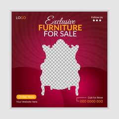 Furniture chair social media post or banner design, social media post, post design template