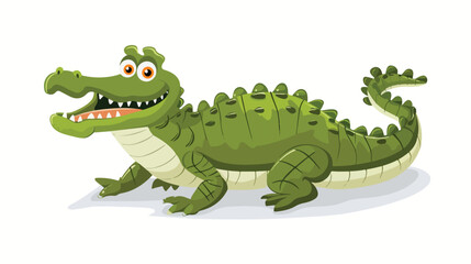 Fototapeta premium Cartoon crocodile isolated on white background Flat vector