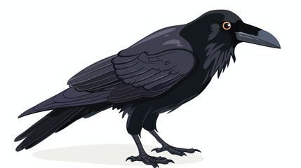 Obraz premium Cartoon crow isolated on white background Flat vector