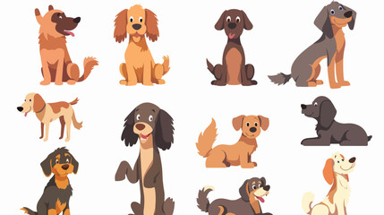 Cartoon dogs collection Flat vector isolated on white