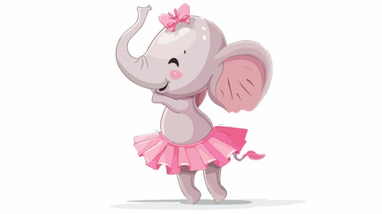 Obraz na płótnie Canvas Cartoon elephant ballet dancer on white background Flat