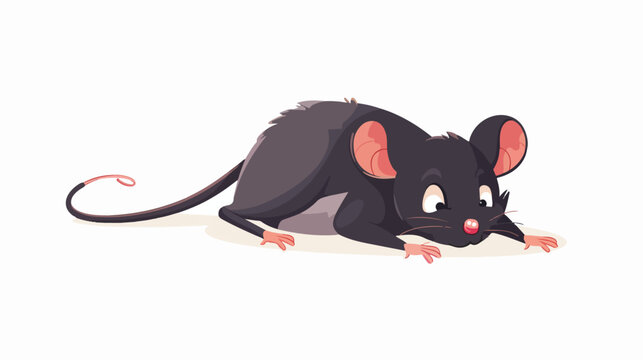 Cartoon dead mouse Flat vector isolated on white background