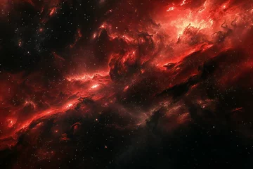 Tuinposter Red nebula in space, © Indigo