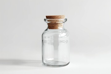 Clear mini glass bottle with cork stopper for art projects.
