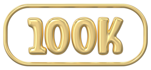 Number 100K Gold 3D Render