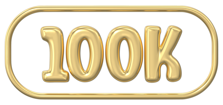 Number 100K Gold 3D Render