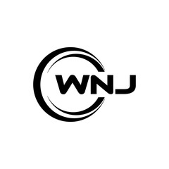 WNJ letter logo design with white background in illustrator, cube logo, vector logo, modern alphabet font overlap style. calligraphy designs for logo, Poster, Invitation, etc.