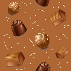 Chocolate candies and dessert sweets patterns