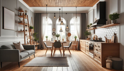 Gorgeous interior design for a modern living room in a house.