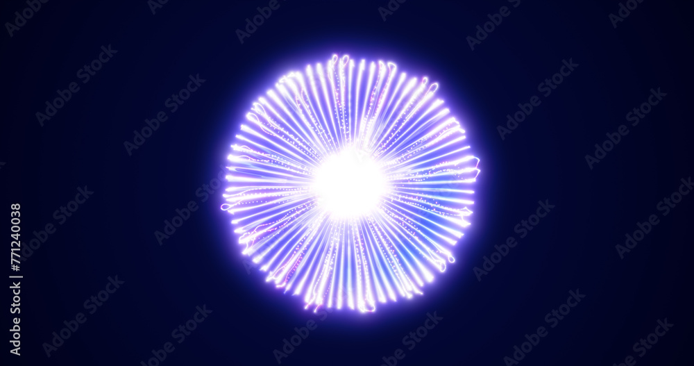 Poster abstract glowing looped light energy blue round sphere atom from lines of wave dots and particles ab