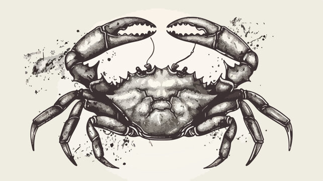 Cancer. Accurate symmetrical drawing of the beach crab