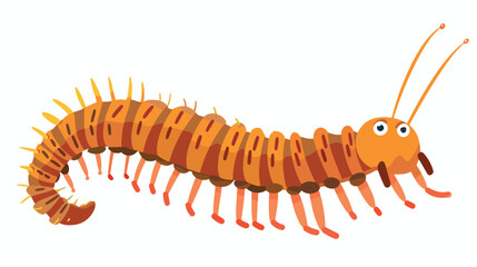 Cartoon centipede isolated on white background flat vector