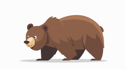 Cartoon cute big bear walking flat vector isolated on