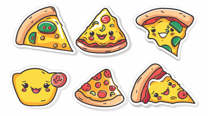 Cartoon cute pizza - fast food characters