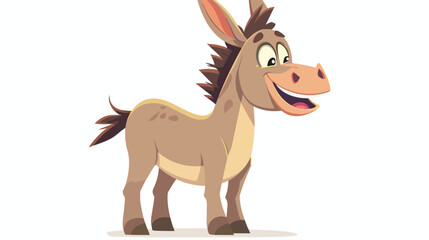 Cartoon donkey happy flat vector isolated on white background