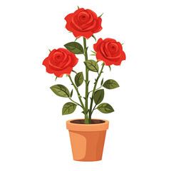 Watercolor illustration of a rose flower isolated on a Transparent Background. Generative AI