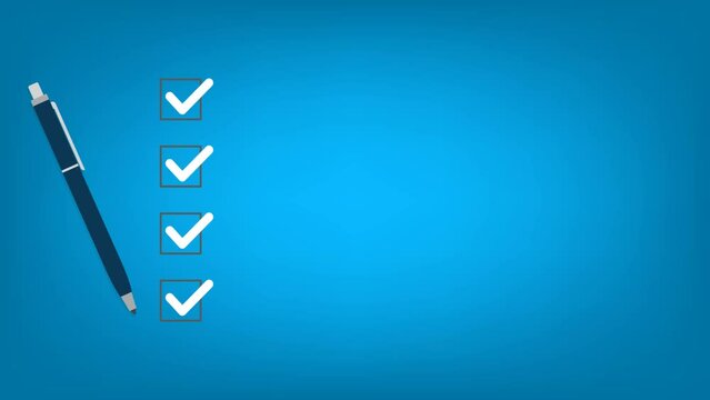 Check list and to do list with checkboxes, concept of survey, online quiz, completed things or done test, feedback.	