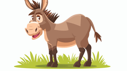 Cartoon happy donkey showing ass flat vector