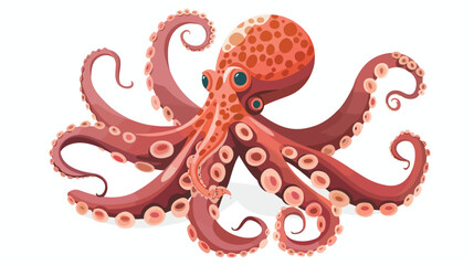 Cartoon octopus on white background flat vector isolated