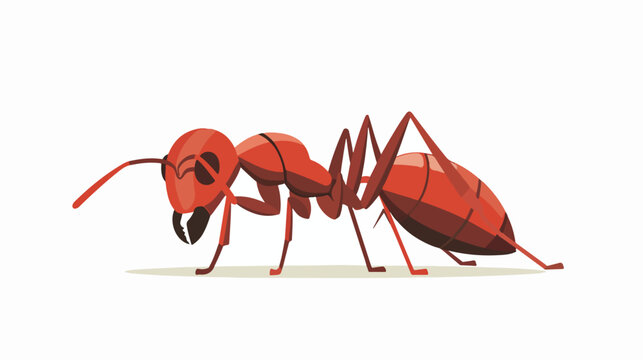 Cartoon red ant flat vector isolated on white background